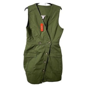 NEW Joe Fresh Green  Cotton Sleeveless Utility Pocket Dress
